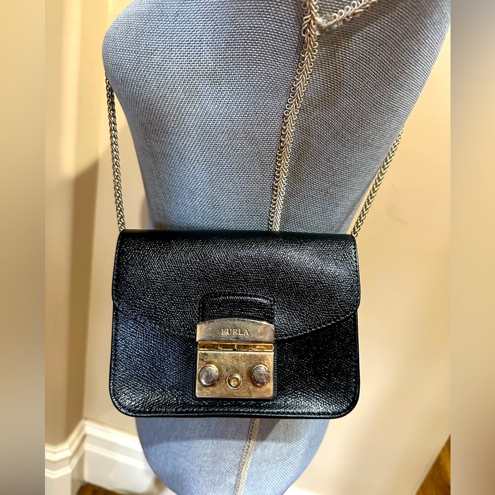 Furla Black Leather Crossbody Bag